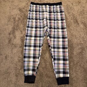 Vera Bradley Lounge Pants Womens Large Black Red Plaid Tapered Leg Casual